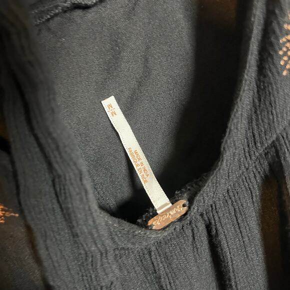 Free People Rhiannon Embroidered Babydoll Mini Dress Small Black Multi Size M - Picture 7 of 9